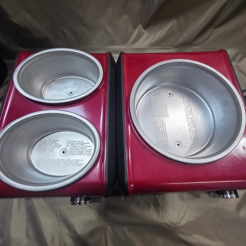 Crock-Pot Hook Up Connectable Entertaining System Red 3 Pot Set Double Single